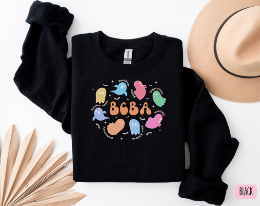 BCBA Ghost Crewneck Sweatshirt | Halloween ABA Apparel