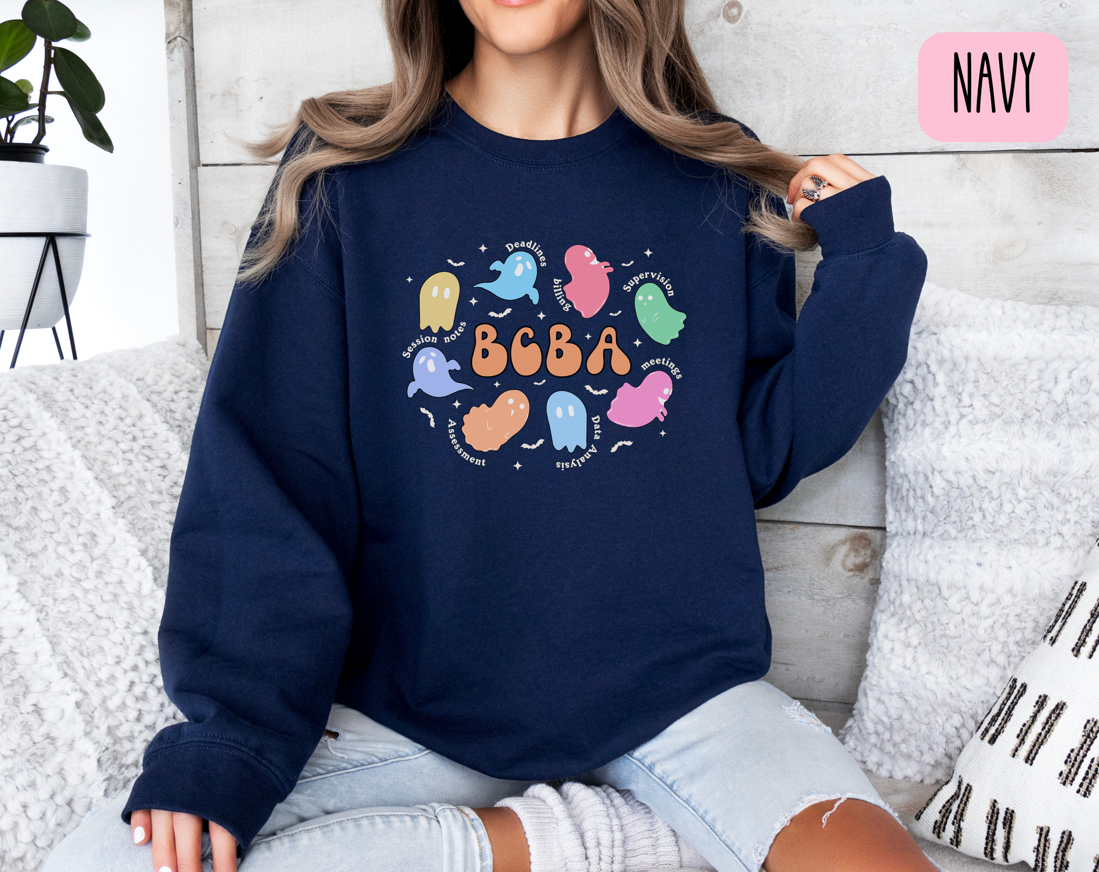 BCBA Ghost Crewneck Sweatshirt | Halloween ABA Apparel