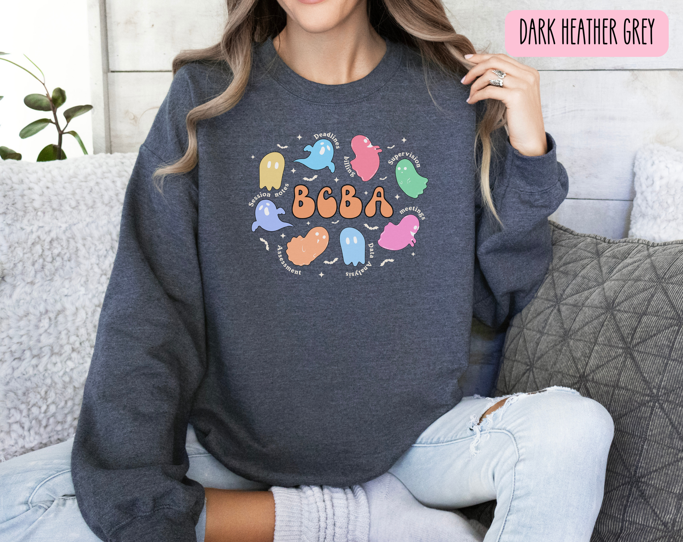 BCBA Ghost Crewneck Sweatshirt | Halloween ABA Apparel
